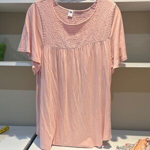 Old Navy Light Pink Smocked Short Sleeve Top